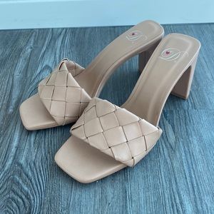 VICI Nude Woven High Heel Sandals
